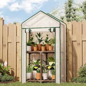 lot 3442 image: Bamworld 2-Tier Mini Greenhouse 15-Min Setup Outdoor 23x17x38-Inch