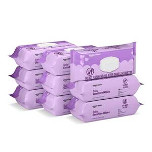 lot 3443 image: Amazon Basics Baby Wipes, Sensitive, 810 Count, Flip-Top Packs, Pack of 9 (Previously Amazon Elements)