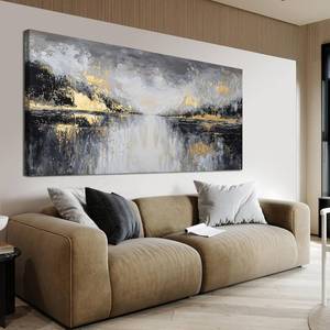 lot 4135 image: YISXINOAG Black Gold Abstract Wall Art Modern Canvas Artwork Print 20X40