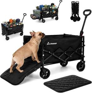 lot 6232 image: Foldable Pet Wagon Cart with Drop-Down Tailgate & Washable Pet Pad