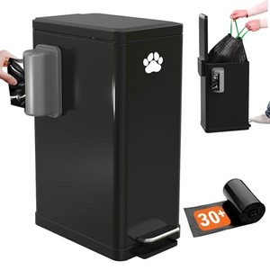 lot 8159 image: Large Dog Poop Trash Can Outside 3.2 Gal Metal Dog Waste Trash Can with Lid Outdoor Pedal Poop Bin