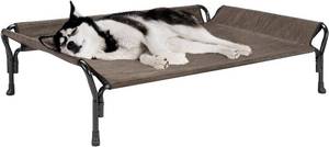 lot 8171 image: Veehoo Cooling Elevated Dog Bed, Raised Dog Cot with Guardrail & Headrest