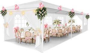 lot 8172 image: $143 HOTEEL 10x30 Party Tent Outdoor Canopy Tent with Removable Sidewalls, White Tents for Parties Waterproof for Patio Gazebo Shelter Carpas Wedding Events BBQ