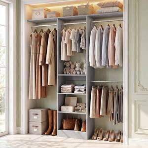 lot 8173 image: $140 Besiost 4FT Small Closet Organizer System with 4 Hanging Rods & 3 Shelves