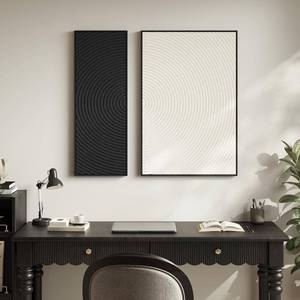 lot 8175 image: $160 Framed 3D Textured Black and White Abstract Wall Art, 2 Piece
