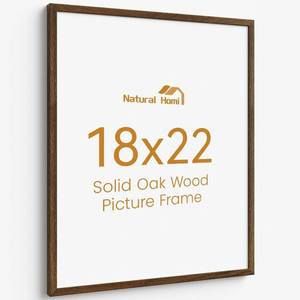 lot 8191 image: 18x22 Picture Frame,18x22 Solid Oak Wood Frames with Walnut Color Finished,22x18 Wooden Frames with Tempered Glass,18 by 22 Wall Gallery Poster Frame No Mat, Horizontal & Vertical Wall Mount