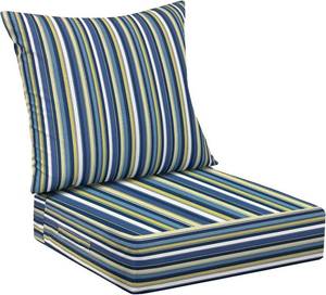 lot 8209 image: IPYNBAP Outdoor Cushions for Patio Furniture,Outdoor Seat Cushion Set 24 x 24 x 5.75 Inch,Waterproof & Fade Resistant Outdoor Chair Cushions,Deep Patio Chair Cushion with Removable Cover,Blue Stripe