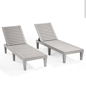 lot 581 image: Set of 2 Adjustable Slatted Chaise Lounge Chairs - Retail $150