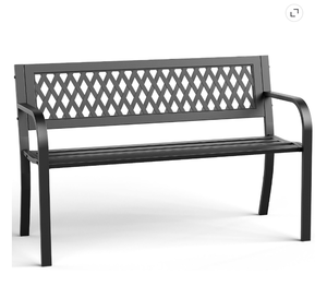 lot 582 image: Metal Outdoor Bench 2 Seater Weather Resistant RustproofPatio Bench Supports 500 Ibs for Porch Yard Deck - Retail $120
