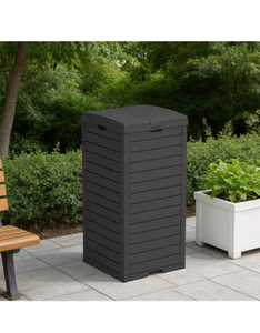 Outdoor Trash Can with Lid, Waterproof Plastic Outdoor Garbage Can with Drip Tray,Large Trash Can Outside for Patio, Garage, Pool, Garden, Backyard & Deck, Black (31 Gallon) - Retail: $69