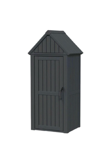 lot 613 image: Compact Outdoor Storage Shed WeatherproofGarden Tool Organizer Small Yord Storage House - Retail $280