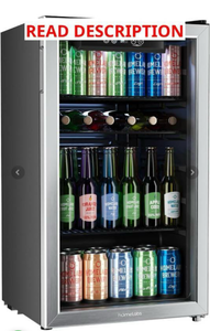 lot 626 image: hOmeLabs Beverage Refrigerator and Cooler, 120 Cans Capacity, 3.2 Cu FtPortable Mini Fridge, Small Drink Dispenser Office or Home No box Tested and confirmed to power on, but it does not get cold. Sold as-is. - Retail $289