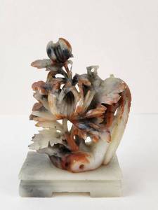 lot 112 image: Carved Stone Floral Sculpture on Pedestal Base