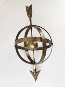 lot 115 image: Brass Armillary Sphere Decorative Object with Arrow, Three Rings and Center Ball&nbsp