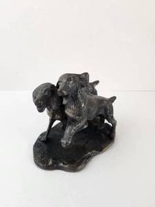 lot 117 image: Vintage Bronze Dog Sculpture