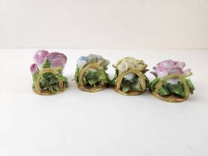 lot 130 image: Set of 4 Vintage Flower Miniatures Hand-Painted Germany