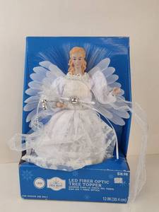 lot 155 image: Holiday Time LED Fiber Optic Angel Tree Topper 12 in