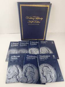 lot 157 image: Whitman Coin Folder Lot of 8 Lincoln Cents Jefferson Nickels Washington Quarters