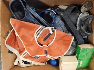 lot 161 image: Vintage Voit Mixed Diving Gear Lot Swimmaster Bag Viking Fins DS 107 Tank Gauge