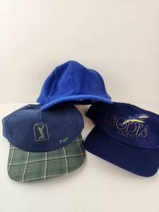 lot 165 image: Vintage Hats Lot of 3 Caps Eagle Golf Embroidered Rhodes Greece Printed Fleece Cap