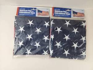 lot 191 image: American Flag 3 Ft x 5 Ft Embroidered Stars Lot of 2