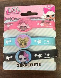 lot 200 image: NEW Lol Surprise Stretchy 3 Rubber Bracelets Pink Mint Black Stars