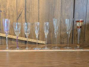lot 6 image: Mixed Glassware Lot 9 Pieces Champagne Flutes Cordial Glasses