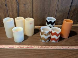 lot 11 image: Lot of 9 Flameless LED Candles Assorted Sizes and Colors