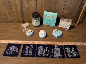 lot 12 image: Decorative Porcelain Boxes and Trinket Dishes Lot with Japanese Coasters
