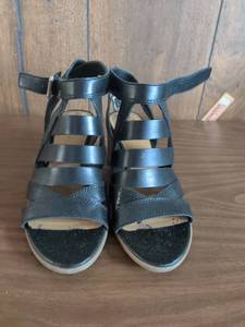 lot 51 image: Franco Sarto Black Strappy Wedge Sandals