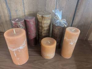lot 65 image: Assorted Pillar Candle Lot of 7 Pieces