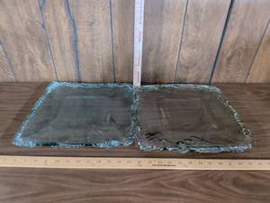 lot 78 image: Set of 2 Square Textured Edge Clear Glass Plates
