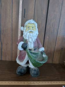 Santa Claus Christmas Figurine Holding Green Sack