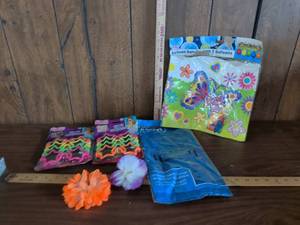 lot 83 image: Party Lot Plastic Table Cover 54x108 in, Balloon Banner, Kiddie Sunglasses