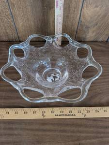 lot 107 image: Clear Footed Bowl with Open Loop Rim