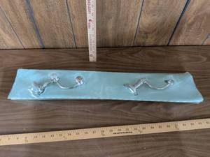 lot 122 image: Robe Hook Set of 2 Silver-Tone Wall Hooks