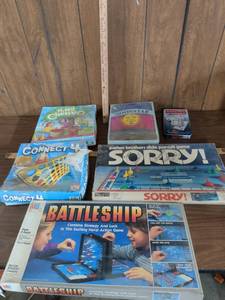 lot 123 image: Board Game Lot Connect 4 Sorry Battleship Hi Ho Cherry-O Moonstar Dominoes