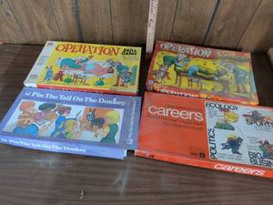 lot 124 image: Board Game Lot of 4 Operation Careers Pin the Tail on the Donkey Shrek