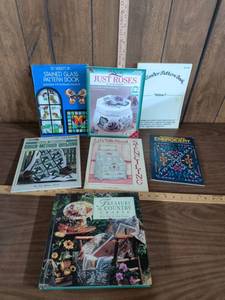 lot 130 image: Lot of 7 Craft Books Stained Glass Quilting Stenciling Embroidery Painting