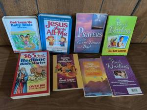 lot 134 image: Lot of 8 Childrens Bible Story and Devotional Books Including 365 Read-Aloud Bedtime Bible Stories