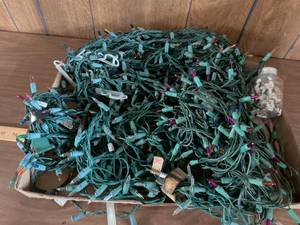 lot 136 image: Mini String Light Strands Lot Green Wire Multicolor Bulbs