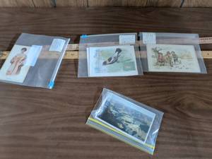 lot 156 image: Postcard and Trade Card Lot incl 1933 Singer Sewing Machine Cards, Schottens Coffee, 1904 & 1906