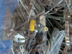lot 177 image: Mixed Hardware Lot Screws Nails Hooks Nuts U-Bolts Anchors Clips Plugs