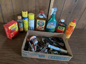 lot 184 image: Mixed Lot Household Cleaners Pest Control Lawn Products Wood Filler and Hardware