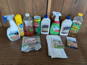 lot 201 image: Bona Hardwood Floor Cleaner and Polish Lot with Comet Pine-Sol Cascade Pledge