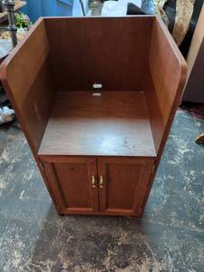 lot 212 image: Two-Door Cabinet with Open Upper Compartment and Interior Vertical Dividers
