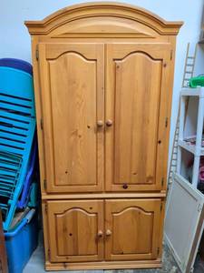 lot 228 image: Two-Piece Armoire Cabinet with Arched Top and Four Doors