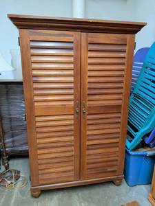 lot 229 image: Riverside Armoire Cabinet with Louvered Doors
