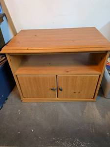 lot 241 image: TV Stand Cabinet with Open Shelf and Two Doors also swivels.