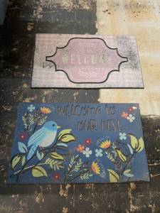 lot 249 image: Lot of 2 Welcome Door Mats Welcome to Our Nest and Welcome Designs